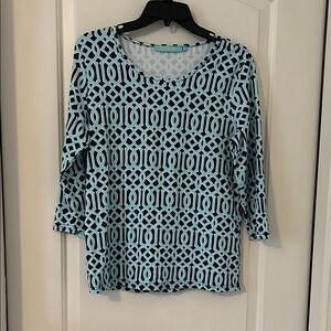 Chic Aqua Geometric Women's Blouse